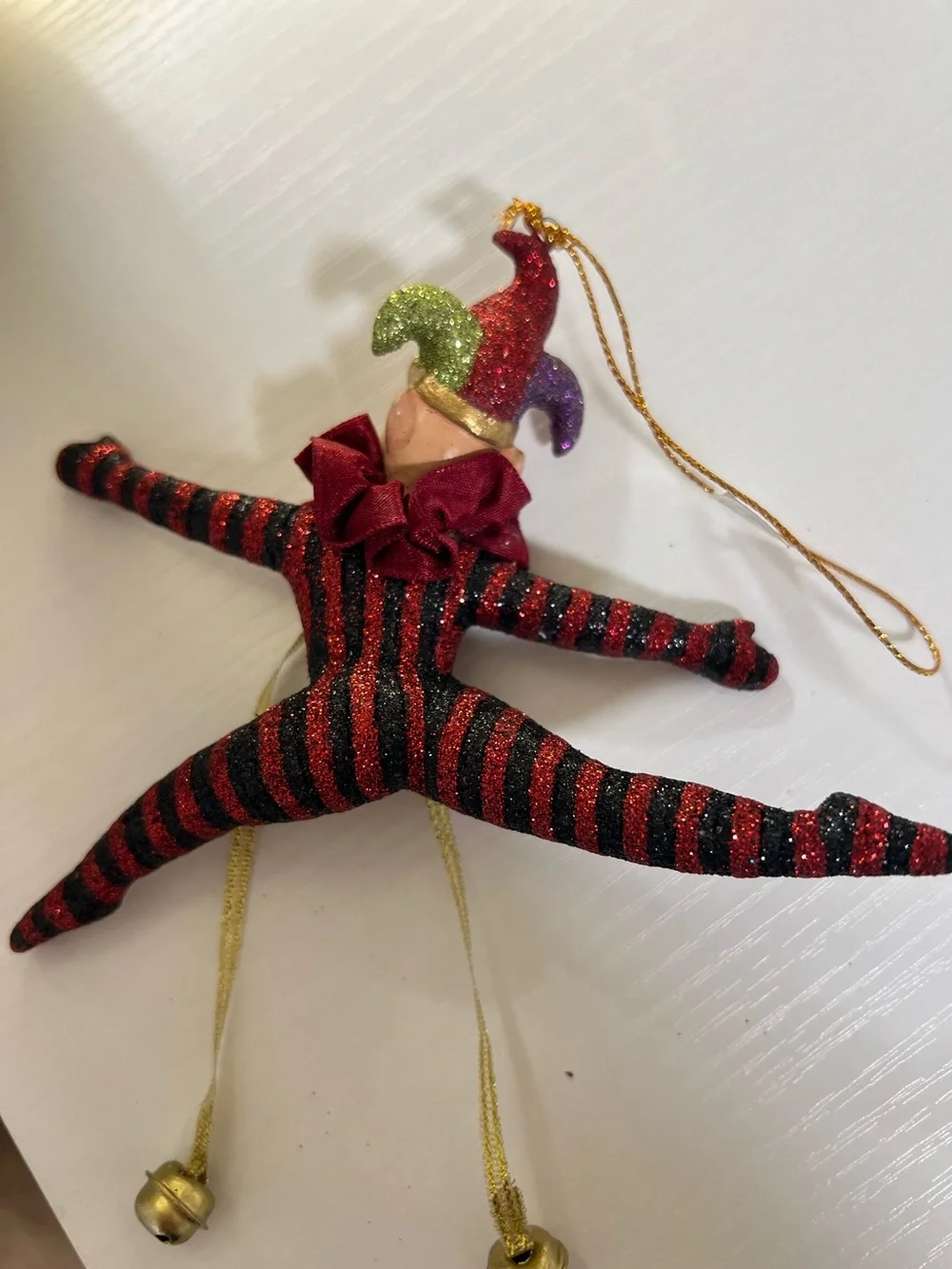 Katherine's Collection Red and Black Striped Jester Ornament